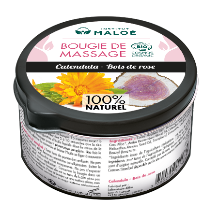 BOUGIE DE MASSAGE CALENDULA / BOIS DE ROSE BIO - INSTITUT MALOÉ