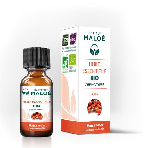 HUILE ESSENTIELLE BAIES ROSES BIO - INSTITUT MALOÉ